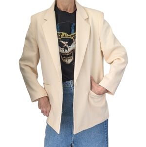 Vintage DUMAS Off-White Wool Blazer Minimalist Made in USA Single Button